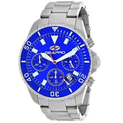 Pre-owned Seapro Mens Scuba 200 Chrono Blue Dial Watch - Sp4352