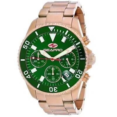 Pre-owned Seapro Mens Scuba 200 Chrono Green Dial Watch - Sp4356