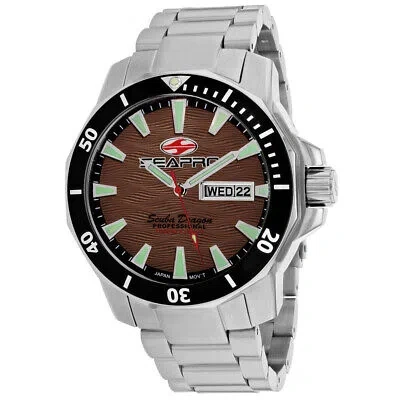 Pre-owned Seapro Mens Scuba Dragon Diver Limited Edition 1000 Meters Brown Dial Watch -