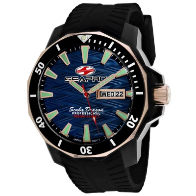 Seapro Scuba Dragon Diver Limited Edition 1000 Meters Quartz Blue Dial Men's Watch Sp8322 In Black
