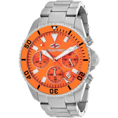 Seapro Scuba Stainless Steel Bracelet Chronograph Watch In Orange