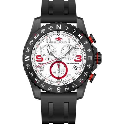 Seapro Tachymeter Chronograph Rubber Strap Watch, 48mm In White