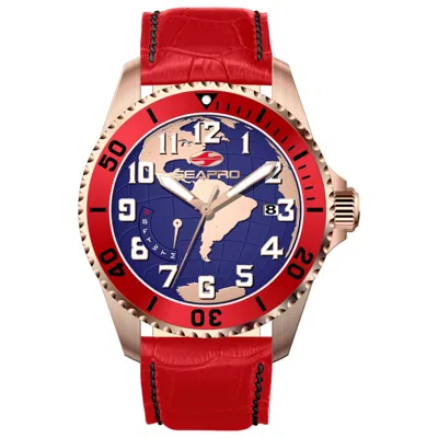 Seapro Voyager World Map 42mm Watch In Red