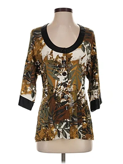 Pre-owned Searle 3/4 Sleeve Top Brown Scoop Neck Tops