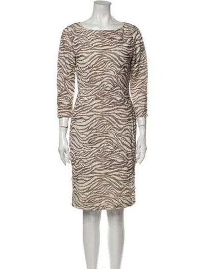 Pre-owned Searle Animal Print Knee-length Dress In Brown