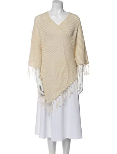Pre-owned Searle Baby Alpaca V-neck Sweater In Neutral