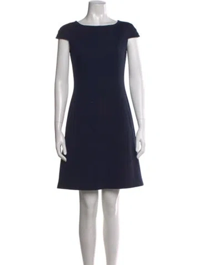Pre-owned Searle Bateau Neckline Knee-length Dress In Blue