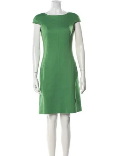 Pre-owned Searle Bateau Neckline Knee-length Dress In Green