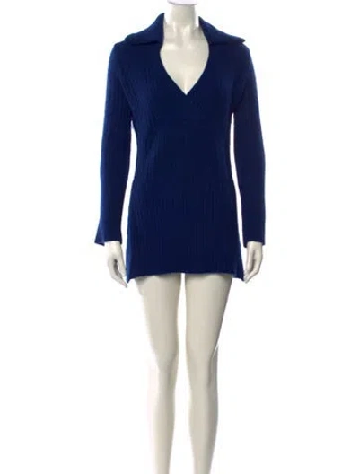 Pre-owned Searle Cashmere Mini Dress In Blue