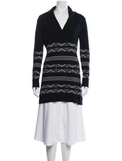 Pre-owned Searle Cashmere Patterned Sweater In Blue