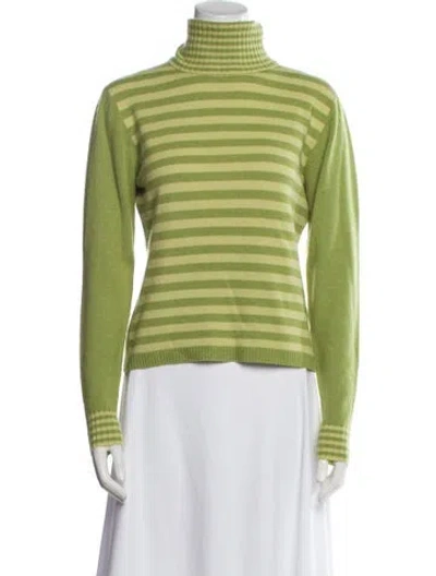 Pre-owned Searle Cashmere Striped Sweater In Green