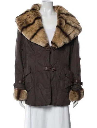 Pre-owned Searle Faux Fur Jacket In Brown