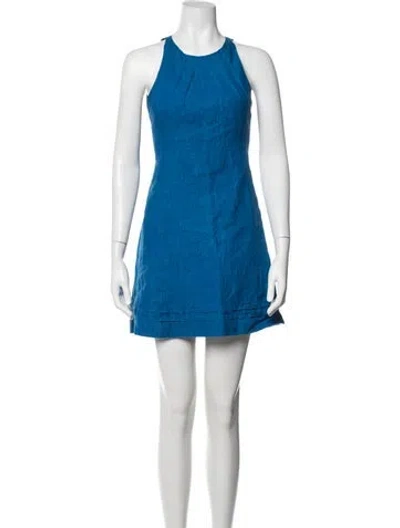 Pre-owned Searle Halterneck Mini Dress In Blue