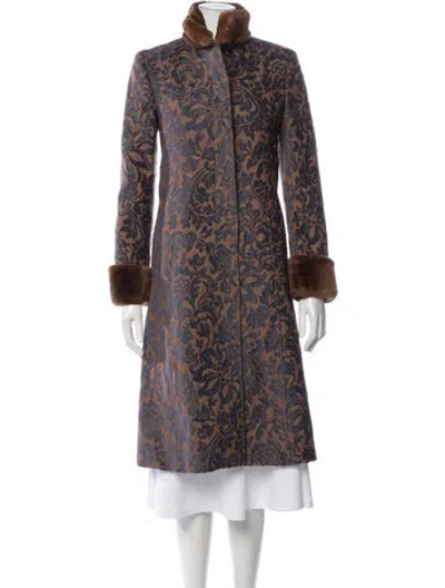 Pre-owned Searle Patterned Coat In Brown