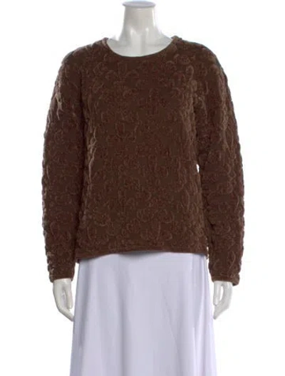 Pre-owned Searle Patterned Crew Neck Sweater In Brown