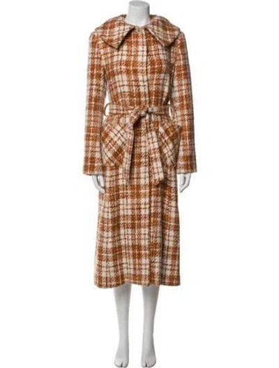 Pre-owned Searle Plaid Print Evening Jacket In Orange