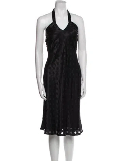Pre-owned Searle Polka Dot Print Midi Length Dress In Black
