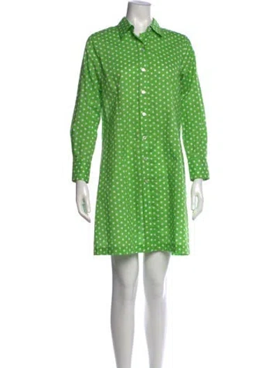 Pre-owned Searle Polka Dot Print Mini Dress In Green