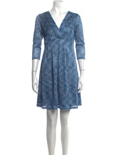 Pre-owned Searle Printed Mini Dress In Blue