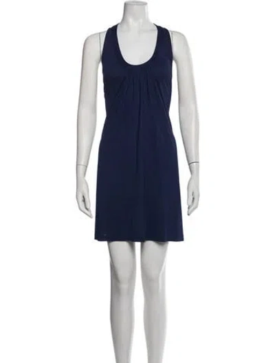 Pre-owned Searle Scoop Neck Mini Dress In Blue