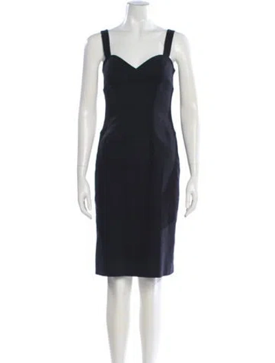 Pre-owned Searle Square Neckline Knee-length Dress In Black