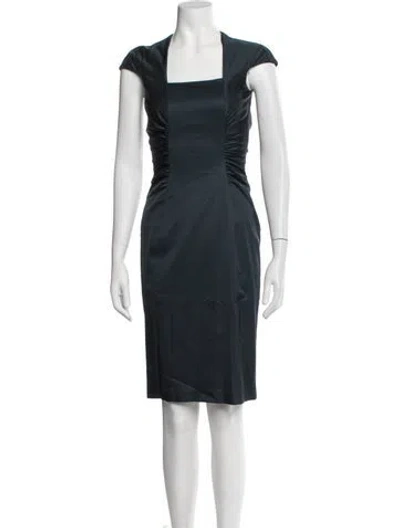 Pre-owned Searle Square Neckline Knee-length Dress In Blue