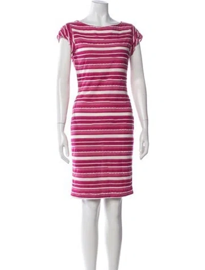 Pre-owned Searle Striped Knee-length Dress In Pink