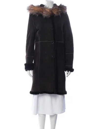 Pre-owned Searle Suede Coat In Black