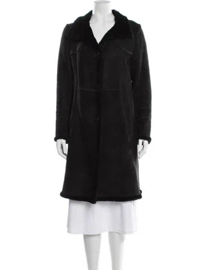 Pre-owned Searle Suede Faux Fur Coat In Black