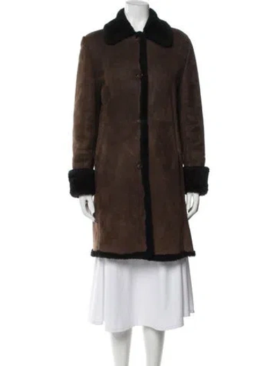 Pre-owned Searle Suede Faux Fur Coat In Brown