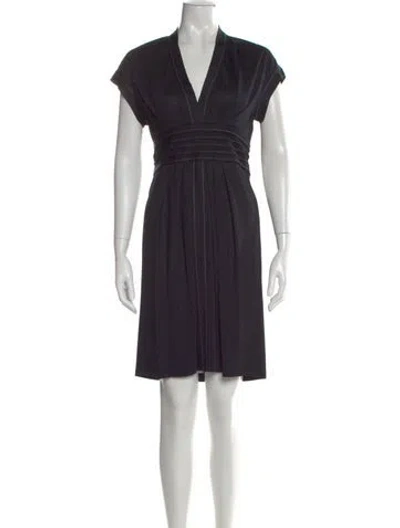 Pre-owned Searle V-neck Knee-length Dress In Black
