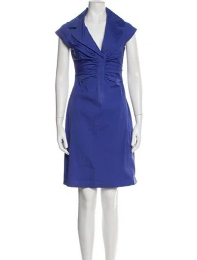 Pre-owned Searle V-neck Knee-length Dress In Blue