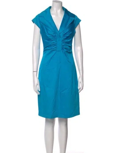 Pre-owned Searle V-neck Knee-length Dress In Blue