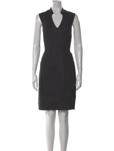 Pre-owned Searle V-neck Knee-length Dress In Gray