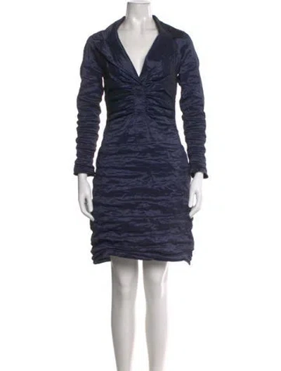 Pre-owned Searle V-neck Mini Dress In Blue