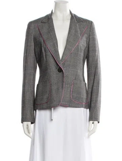 Pre-owned Searle Wool Plaid Print Blazer In Neutral