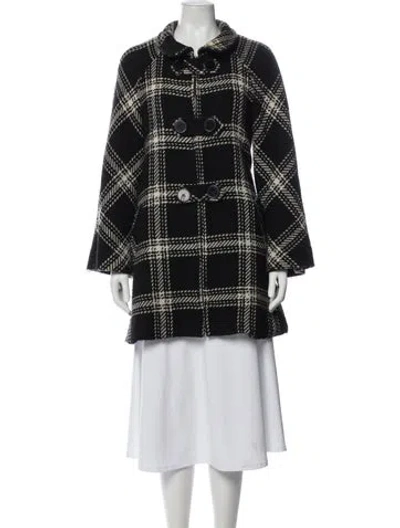Pre-owned Searle Wool Plaid Print Peacoat In Black