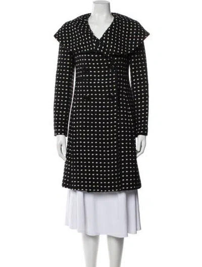 Pre-owned Searle Wool Polka Dot Print Coat In Black