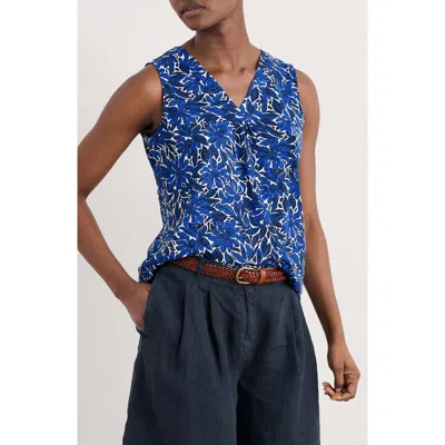 Seasalt Cornwall Achilla Floral Tank In Stream Flower Bright Marine