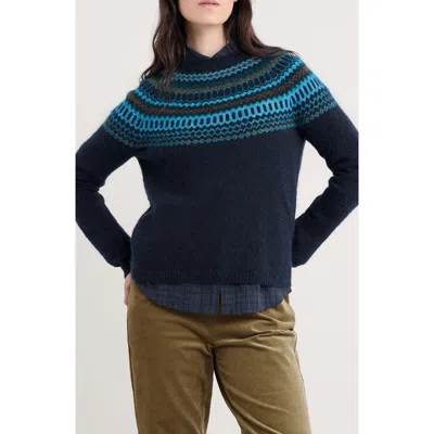 Seasalt Cornwall Annik Fair Isle Wool & Mohair Blend Sweater In Blue