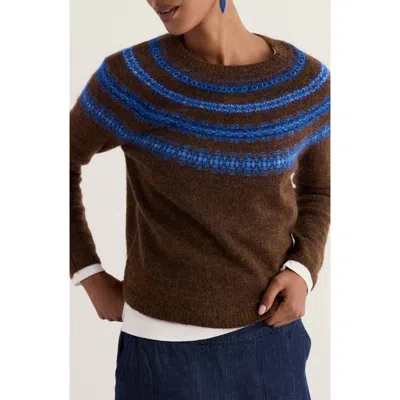 Seasalt Cornwall Annik Fair Isle Wool & Mohair Blend Sweater In Allium Light Marine