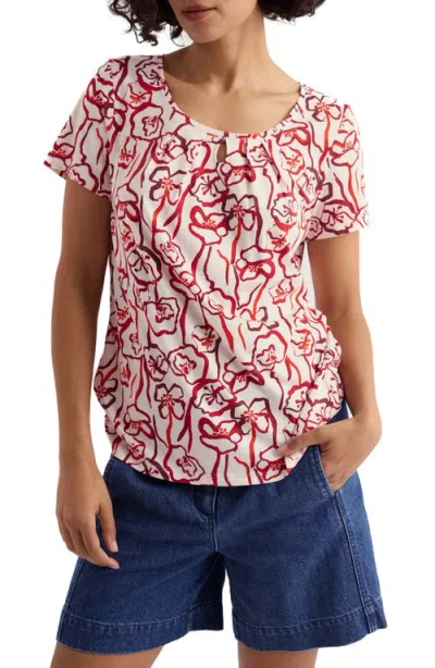 Seasalt Cornwall Appletree Floral Keyhole T-shirt In Brown