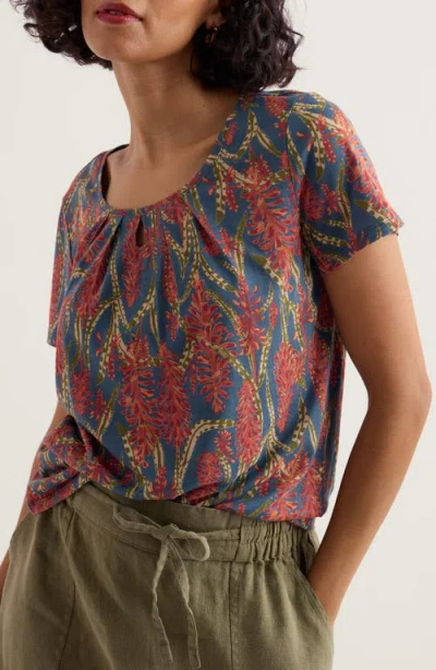 Seasalt Cornwall Appletree Floral Keyhole T-shirt In Multi