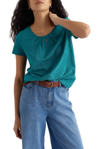 Seasalt Cornwall Appletree Keyhole Organic Cotton T-shirt In Blue