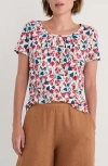 Seasalt Cornwall Appletree Keyhole T-shirt In Parasol Floral Chalk