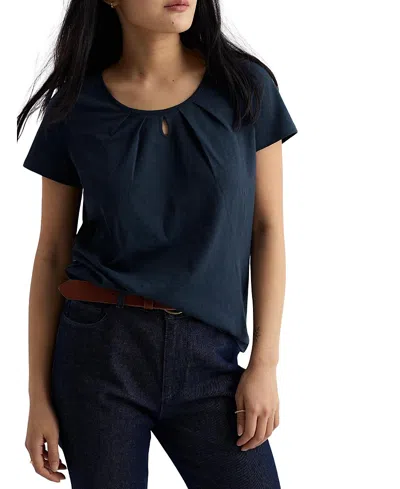 Seasalt Cornwall Appletree Keyhole Organic Cotton T-shirt In Blue