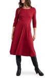 Seasalt Cornwall April Printed Stretch Organic Cotton Dress In Red