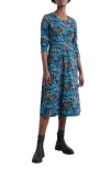 Seasalt Cornwall April Printed Stretch Organic Cotton Dress In Blue