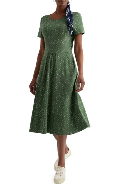 Seasalt Cornwall April Short Sleeve Fit & Flare Dress In Green