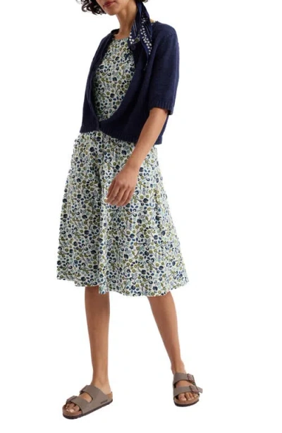 Seasalt Cornwall April Stretch Organic Cotton Fit & Flare Dress In Blue